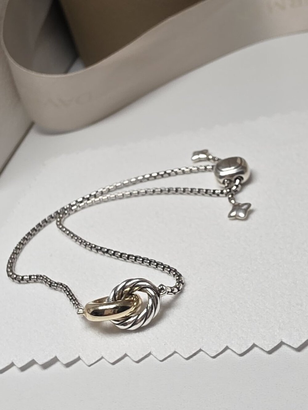 David Yurman Petite Cable Linked Bracelet in Sterling Silver with 14K gold